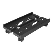 Adjustable PC Tower Stand with 360 Lockable Wheels, Under Desk CPU Holder for Home Office (Black)