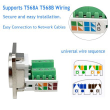 Adaptador de Terminal de Parafuso de Montagem em Painel RJ45 6 Peças, Conector Fêmea de Montagem em Painel RJ45/8P8C, Extensor de Terminal Sem Solda