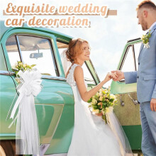 24X Große Weiße Schleifen für Hochzeitsbänke mit Langem Tüll, Schleifen für Hochzeitsbänke, Stuhlgangdekoration, Hochzeitsautodekoration
