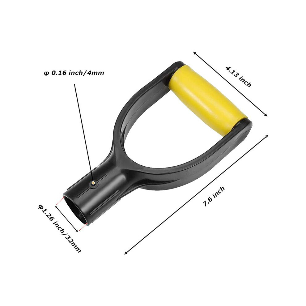 3X Plastic Spade Handle Shovel D Grip Handle,32Mm Inner Diameter Spade Snow Shovel Handle,(Yellow) 6034107120464