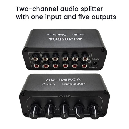 3X 5CH Audio Distributor Stereo Audio Mixer 1 Input 5 Output RCA Splitter for Power Amplifier Active Audio 1