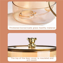 2X Glass Saucepan Clear Cooking Pot Soup Pot Heating Dual Handles Glass Saucepan with Cover Gold