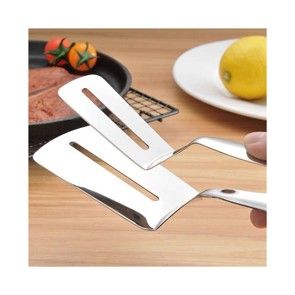 3X Stainless Steel Double-Sided Shovel Clip, Stainless Steel Spatula Kitchen Tongs,Grill Clamp Flipping Spatula Clip 6032845775915