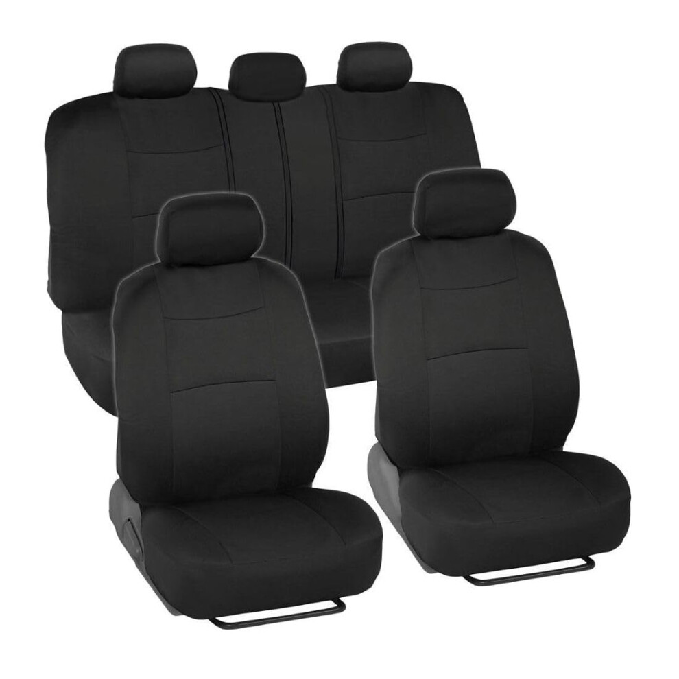 Car Seat Covers 2 Tone Split Bench Design Universal Fit With Extra Cushion Comfort Protector Black 9771547603412