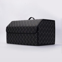 Leather Foldable Car Trunk Organizer for Mercedes Benz GLE SUV 2015‑2025, Waterproof Large Storage Box with Handle, Black‑L