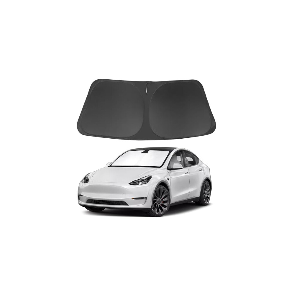 Foldable Sunshade For Tesla Model Y/Model 3 20162024, Front Windshield Fit With 99% Uv Protection And Quick Cooling 9771547623496