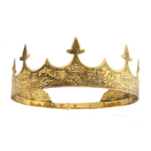 Royal Crown for Men Vintage Alloy Adjustable King Tiara with Sparkling Accents for Wedding