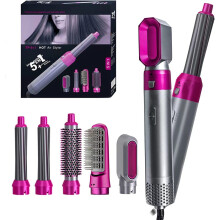 5 in 1 Hair Styler with Negative Ion Straightener and Curler Detachable Brush Comb Set 5PCS