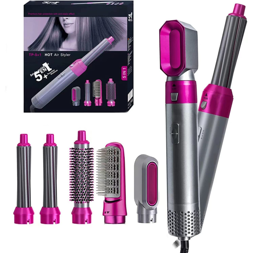 5 in 1 Hair Styler with Negative Ion Straightener and Curler Detachable Brush Comb Set 5PCS