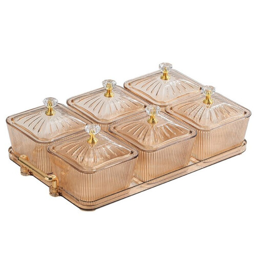 Dried Fruit Snack Serving Platter Appetizer Serving Tray Multipurpose 6 Bowls Divided Serving Bowls,As Shown