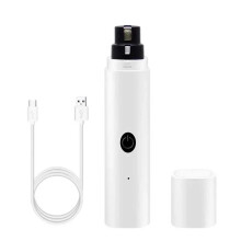 Electric Dog Nail Clippers for Dog Nail Grinders Rechargeable USB Charging LED Light Pet Quiet Cat Paws Nail,White