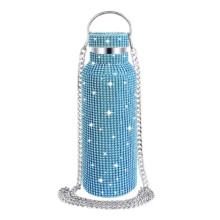 Diamond Stainless Steel Water Bottle Portable Glitter Rhinestone Water Bottle Crossbody Bling Thermal Flask 600ml E