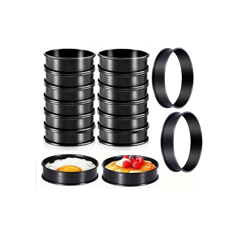 16 Pcs Crumpet Rings Nonstick 4 Inch Stainless Steel English Muffin Rings Round Double Rolled Tart Rings For Baking 4712208550497