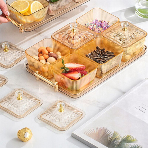 Dried Fruit Snack Serving Platter Appetizer Serving Tray Multipurpose 6 Bowls Divided Serving Bowls,As Shown 2