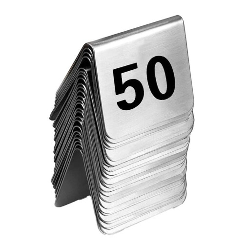 50PCS Restaurant Bar Place Table  Tabletop Number Sign Stackable Table Number Cards Double-Side Black Number