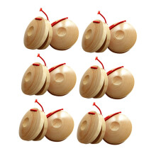 12pcs Wooden Castanets for Kids Orff Hand Percussion Clear Sound Rhythm Practice Classroom Music