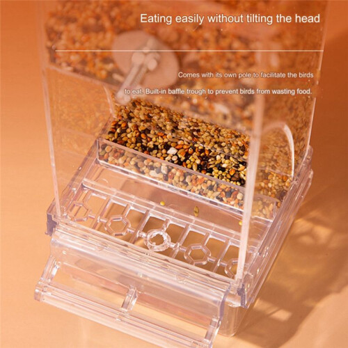 Automatic Transparent Bird Feeder, No Mess Automatic Bird Feeder Transparent Food Container Cage Drinker 2