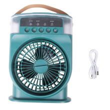 Air Conditioner Fan USB Personal Air Cooler Humidifier Misting Fan with 7 Colors LED Lights Portable Fan-Green