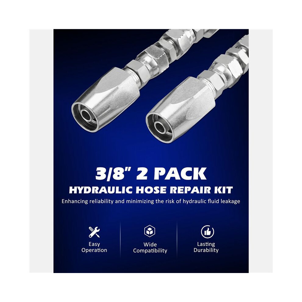 4Pcs Hydraulic Hose Repair Kit, Reusable, 2-Wire Reusable Hydraulic Repair Fitting 1/4Inch 4713248505300