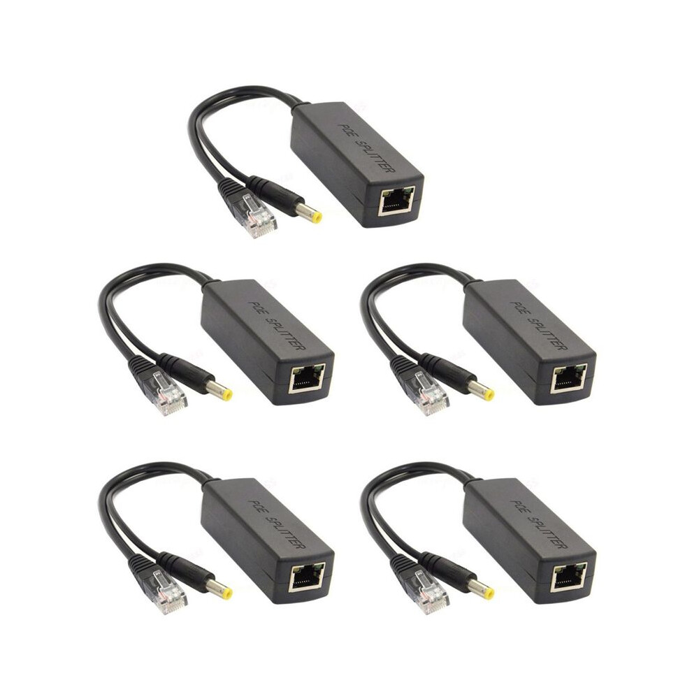 5X Gigabit Poe Splitter 10/100Mbps Poe Splitter Output 12V Power Over Ethernet Ieee 802.3Af Black 6034088844021