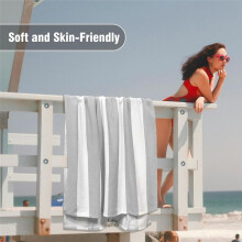 Grote Oversized Strandhanddoek - Pluizig 35 X 70 Inch Pluche Microvezel Zwembadhanddoek, Gestreept Sneldrogend Zwemhanddoek Grijs