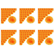 3.9Inch Marigold Flowers Artificial Day of the Dead Flower 300Pcs Fake Marigold Flowers for Marigold Garland Making