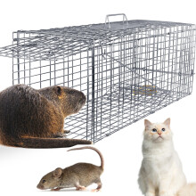 31' Humane Live Animal Trap Cage for Cats and Raccoons, Heavy Duty Foldable Steel with Rear Release Door