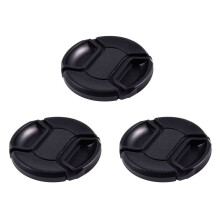 3X Black 62mm Center Pinch Design Front Lens Cap Cover
