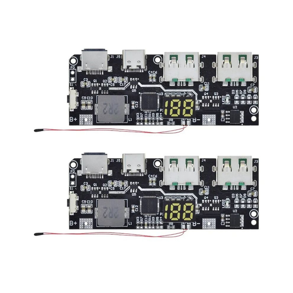 2X Qc4.0 Qc3.0 Led Dual Usb 5V 4.5A 22.5W Micro/Type-C Usb Mobile Power Bank 18650 Charging Module,A 6032833077762