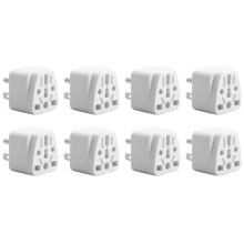 8X US Travel Plug Adapter EU/UK/AU/In/CN/JP/Asia/Italy/Brazil to USA (Type B), 3 Prong USA Plug, Charger Converter White