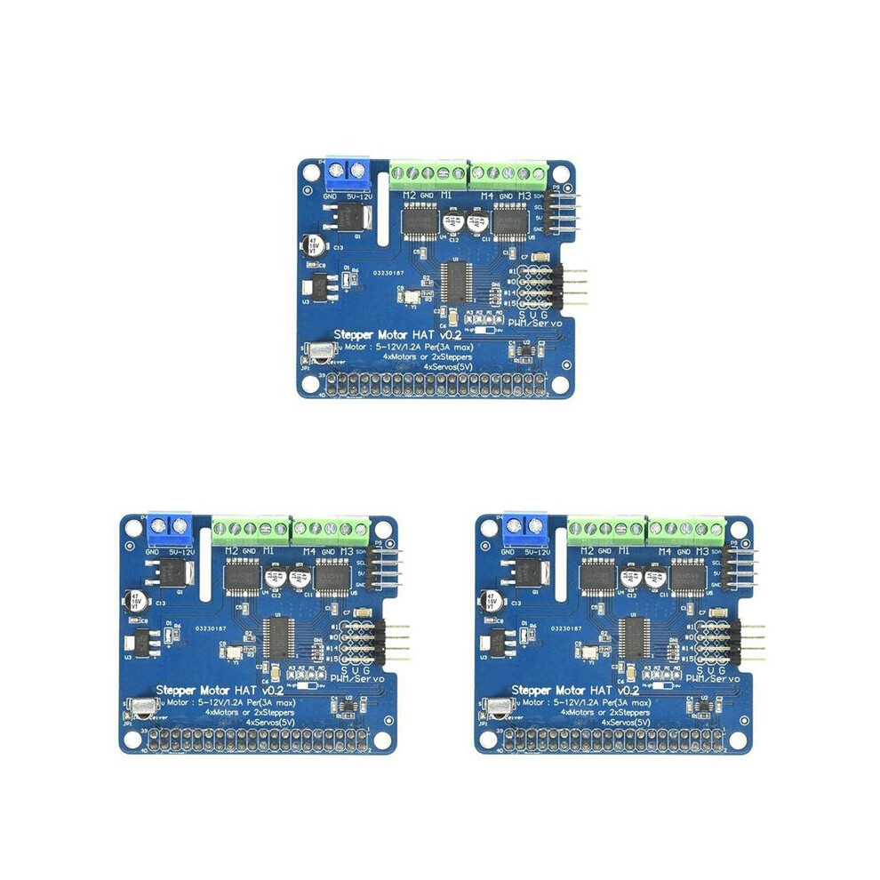 3X Stepper Motor Hat V0.2+Robot Expansion Board Stepper/Motor/Servo For Raspberry Pi 3B/3B+ 6032425898201