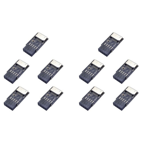 10X Motherboard USB2.0 9Pin to TYPE-C A-KEY Front Connector Converter USB3.2 TYPE-E Interface Header Adapter
