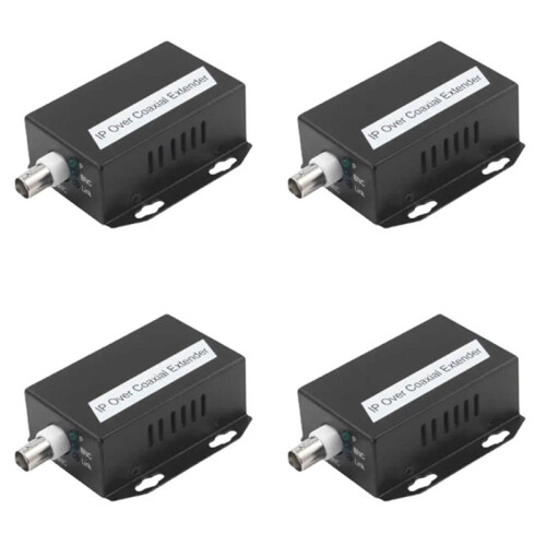 4Pcs Ethernet IP Extender over Coax HD Network Kit EoC Coaxial Cable Transmission Extender for Security CCTV Cameras(B)