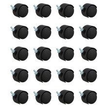 20st 6 mm Gängad Skaft 40 mm Dubbla Hjul Roterbart Hjul Svart
