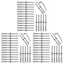 60Pcs Invisible Turnbuckle Hand Swage Threaded Stud Tension Hex End Fitting Receiver Terminal