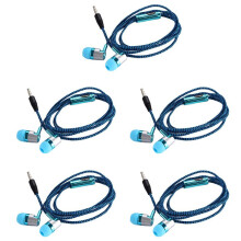 5X H-169 3.5mm MP3 MP4 Wiring Subwoofer Braided Cord, Universal Music Headphones With Wheat Wire Control(Blau)