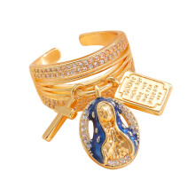 Bague en cuivre d'inspiration spirituelle, pendentif vierge