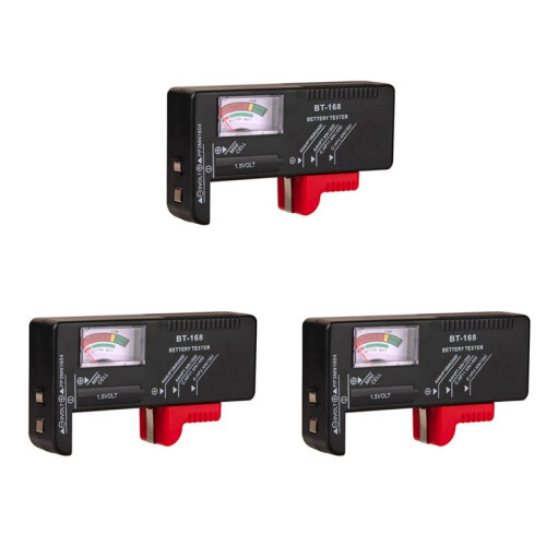 3X BT-168 AA/AAA/C/D/9V/1.5V Batteries Universal Button Cell Battery Colour Coded Meter Indicate Volt Tester Checker