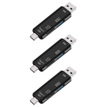 3X 5-in-1 Multifunctional OTG Card Reader Micro- / Card / USB Reader Support TF Android Type-C Phone / Computer