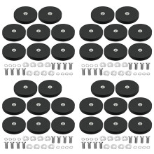 32Pack Rubber Coated Magnet Neodymium Magnet Base with Rubber Coating Ø 43mm Anti Scratch Magnet M6 Male Thread Black