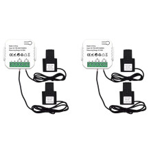 2X Tuya ZigBee EnergiezäHler 2-Wege, Bidirektional mit Stromsensor-Klemme, App-ÜBerwachung der Leistung 100-240 VAC, 2 KanäLe 2 CT