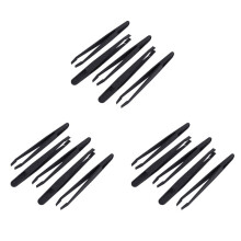 15 Pcs Manual Tool Black Plastic Flat Tip Anti-Static Tweezer 12Cm Long