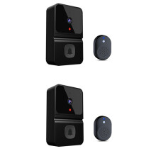 2X Smarta Videodörrklockor Trådlös WiFi Videodörrklocka med Kamera Säkerhetsdörrklocka PIR-Rörelsedetektion