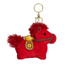 Porte-clés cheval en peluche Portable, petit pendentif-Rouge