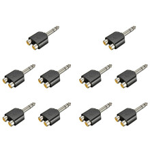 10pz 6.35mm Convertitore Maschio Stereo da 1/4 Pollice Maschio A 2 Doppio RCA Femmina Y Splitter Audio