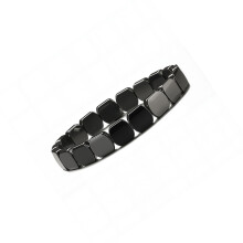 Square Bead Design Hematite Bracelet Elastic Stretch Unisex-A