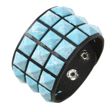 Perfect Gift Punk Stud Bracelet Adjustable Soft PU-light blue