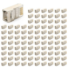 Conector RJ45 Blindado CAT5E CAT6 Conector Ethernet de Crimpado STP 8P8C Enchufes de Cabeza de Cristal Modular 500 Piezas