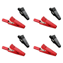 8x Geïsoleerde Krokodillenklemconnectorklemtestsonde Rood+Zwart