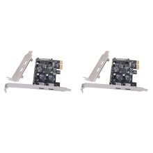 2X PCIE to Dual Type C Expansion Card PCI-E X1 to 2-Port TYPE-C USB 3.2 GEN1 5Gbps Convert Card ASM1042 Chip for Desktop